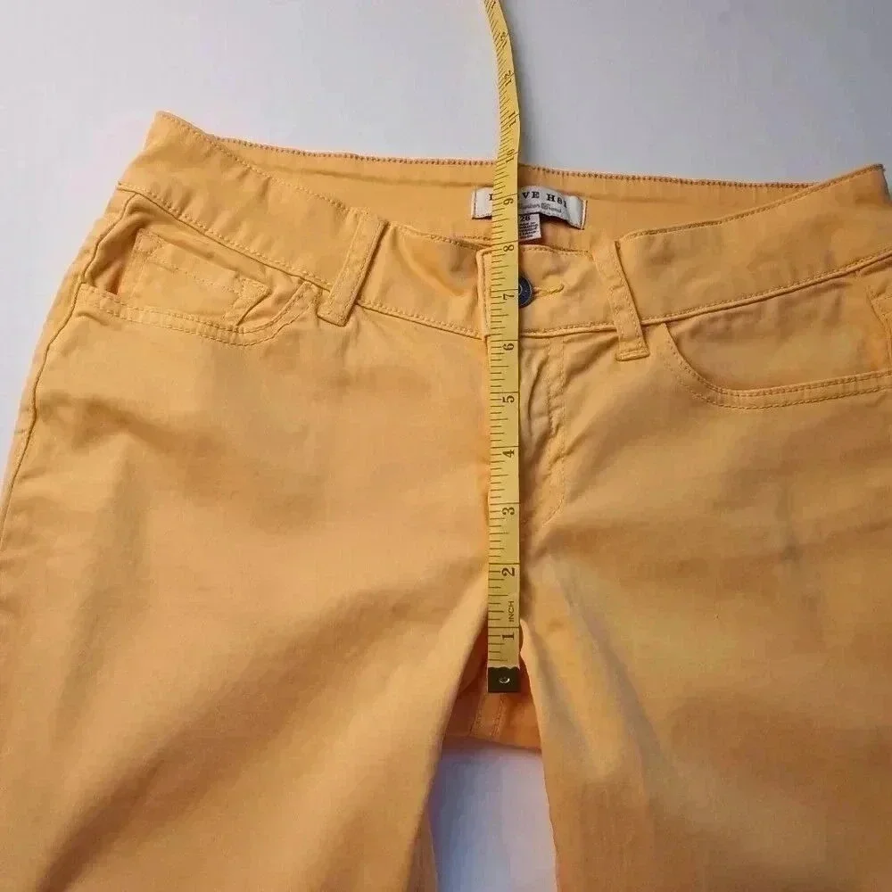 I Love H81 Women Low Rise Skinny Jeans Yellow Size 26/2 Mustard Stretch Y2K
